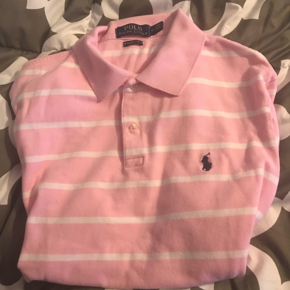 Men’s Polo Ralph Lauren pink w/ white stripes
